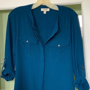 Dark aqua long blouse (or very short dress). Size S.